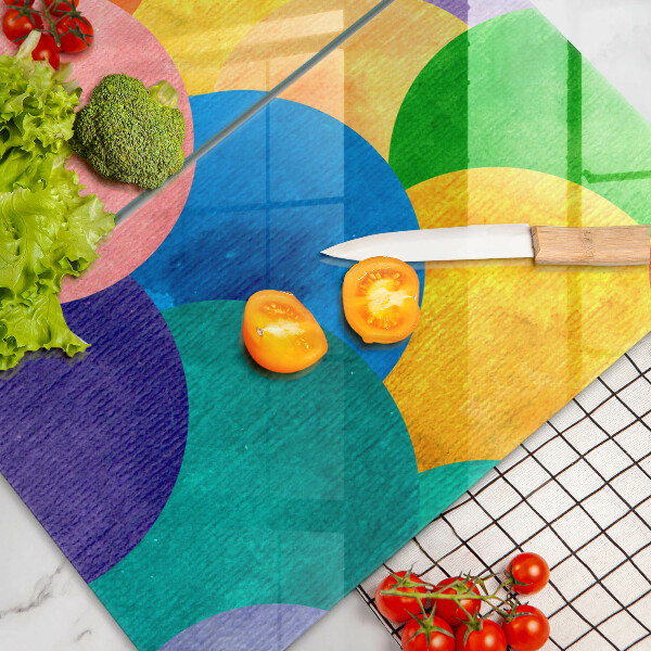 Üveg vágódeszka Színes körök