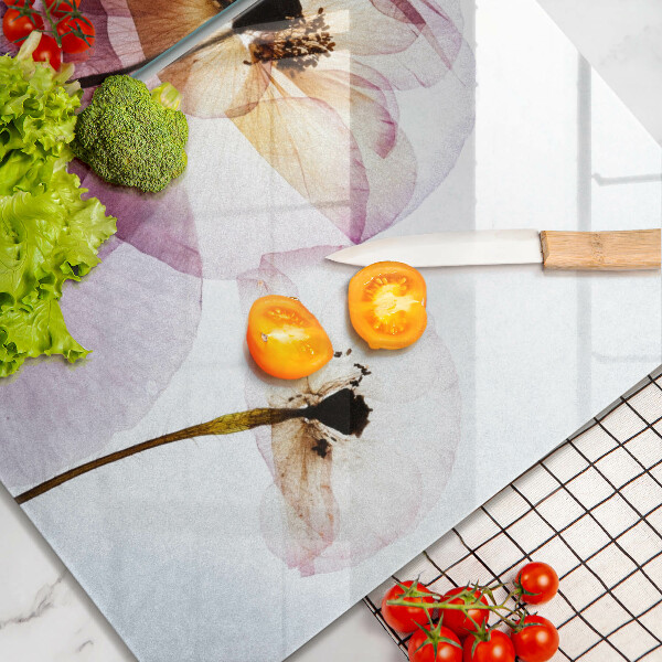 Üveg vágódeszka Finom virágok