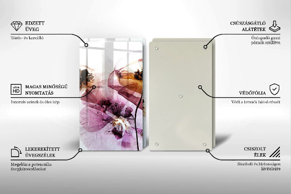 Üveg vágódeszka Finom virágok