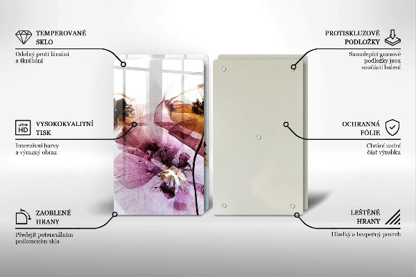 Üveg vágódeszka Finom virágok