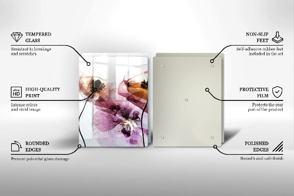 Üveg vágódeszka Finom virágok