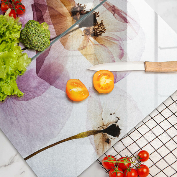 Üveg vágódeszka Finom virágok