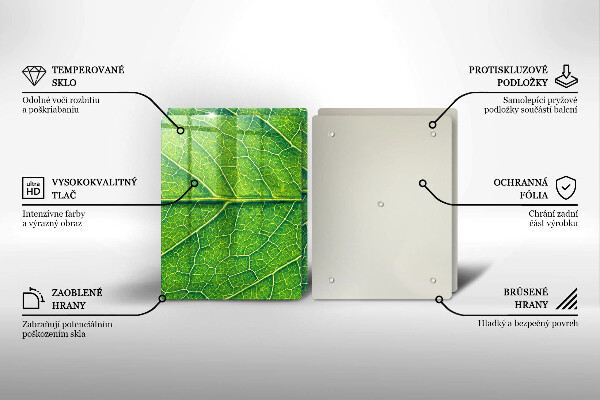 Üveg vágódeszka Természetes levélerek