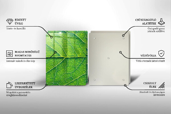 Üveg vágódeszka Természetes levélerek