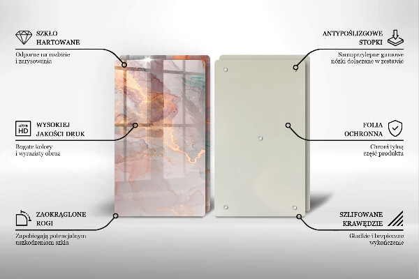 Üveg vágódeszka Márvány arannyal