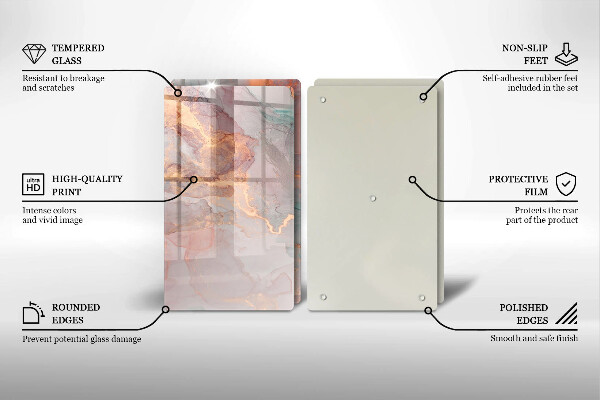 Üveg vágódeszka Márvány arannyal