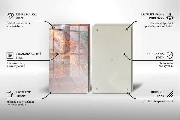 Üveg vágódeszka Márvány arannyal