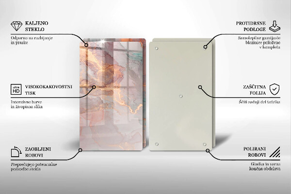 Üveg vágódeszka Márvány arannyal