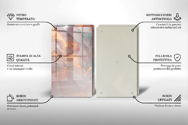 Üveg vágódeszka Márvány arannyal