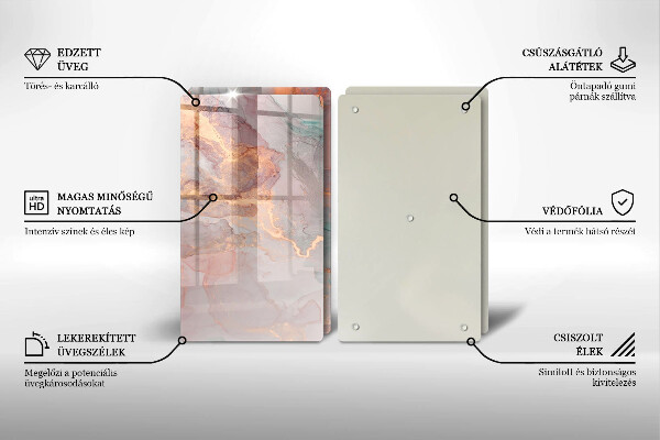 Üveg vágódeszka Márvány arannyal