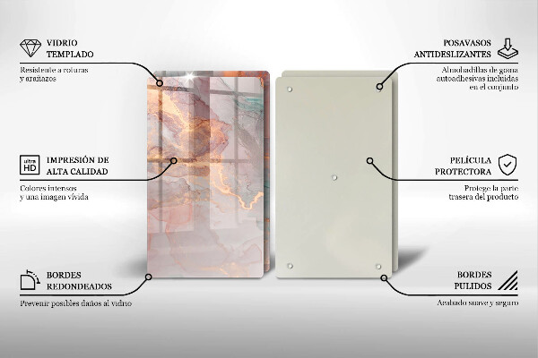 Üveg vágódeszka Márvány arannyal