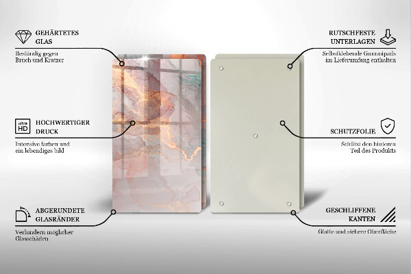 Üveg vágódeszka Márvány arannyal