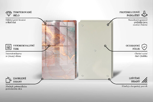 Üveg vágódeszka Márvány arannyal