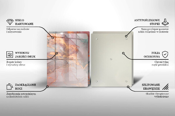 Üveg vágódeszka Márvány arannyal