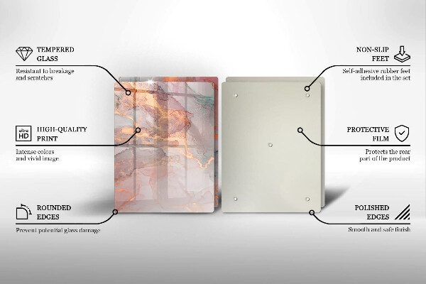 Üveg vágódeszka Márvány arannyal