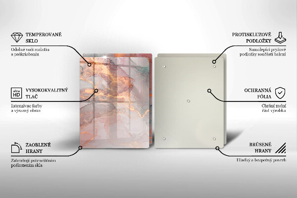 Üveg vágódeszka Márvány arannyal
