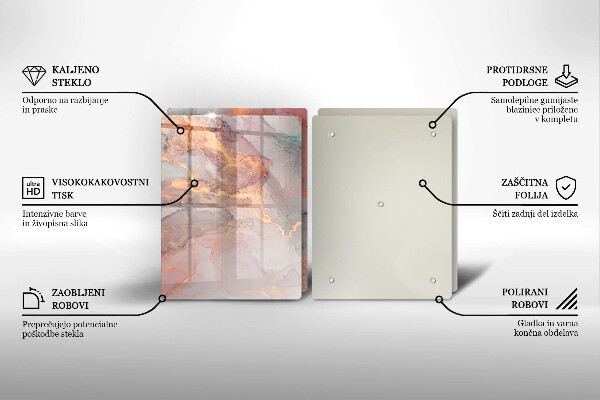 Üveg vágódeszka Márvány arannyal