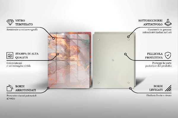 Üveg vágódeszka Márvány arannyal