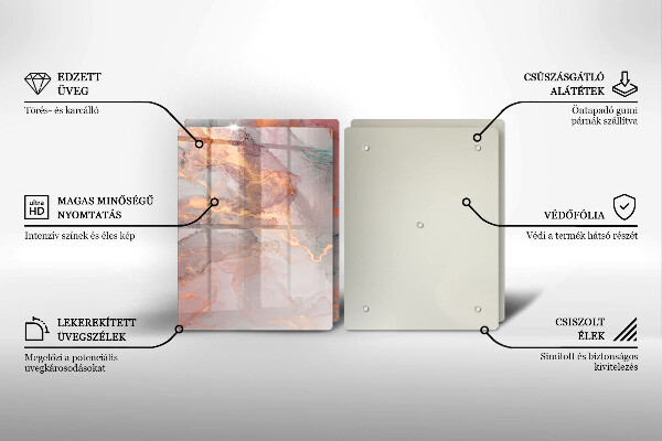 Üveg vágódeszka Márvány arannyal