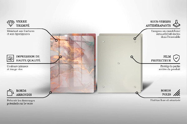 Üveg vágódeszka Márvány arannyal