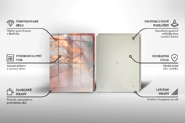 Üveg vágódeszka Márvány arannyal