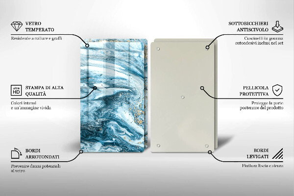 Üveg vágódeszka Szerkezete arannyal