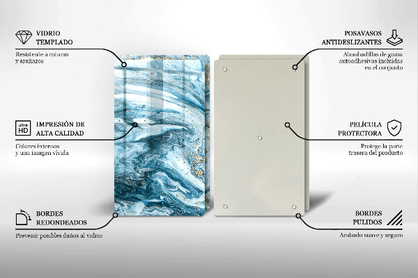 Üveg vágódeszka Szerkezete arannyal