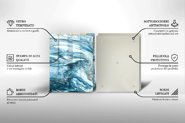 Üveg vágódeszka Szerkezete arannyal