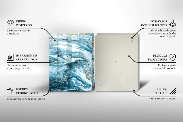 Üveg vágódeszka Szerkezete arannyal