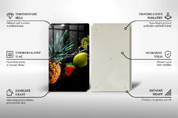 Üveg vágódeszka Gyümölcsök vízben