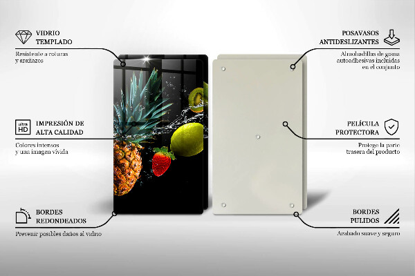 Üveg vágódeszka Gyümölcsök vízben