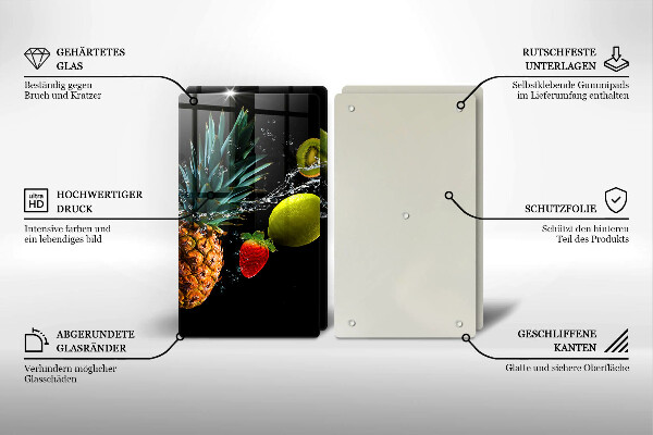 Üveg vágódeszka Gyümölcsök vízben