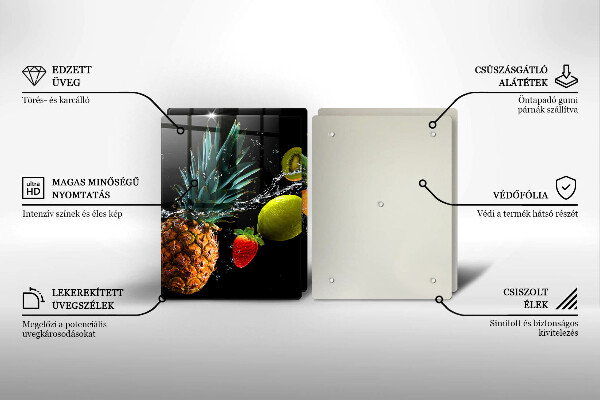 Üveg vágódeszka Gyümölcsök vízben