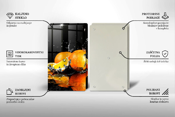 Üveg vágódeszka Lédús narancssárga gyümölcs