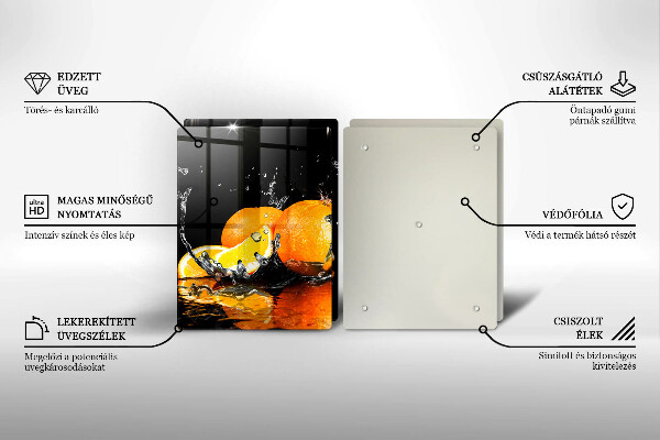 Üveg vágódeszka Lédús narancssárga gyümölcs