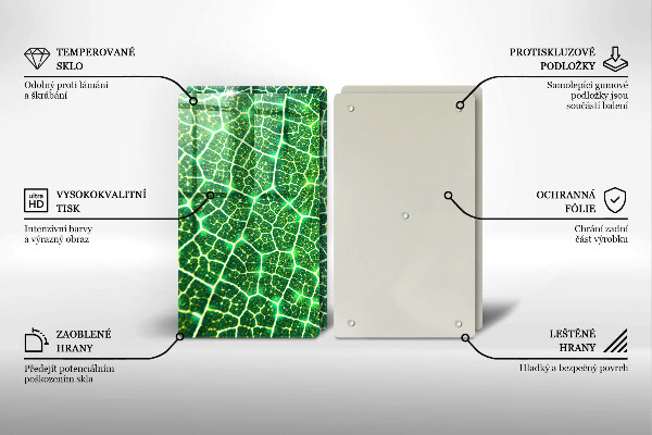 Üveg vágódeszka Levélszerkezet