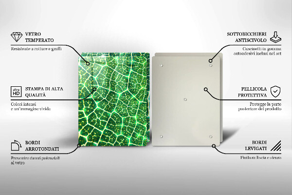 Üveg vágódeszka Levélszerkezet