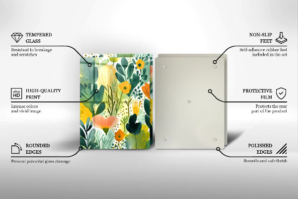 Üveg vágódeszka Festett virágok