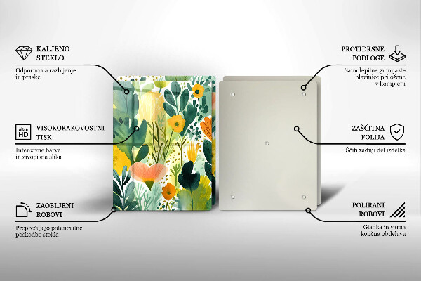 Üveg vágódeszka Festett virágok