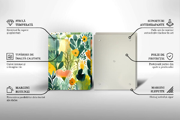 Üveg vágódeszka Festett virágok