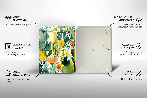 Üveg vágódeszka Festett virágok