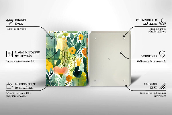 Üveg vágódeszka Festett virágok