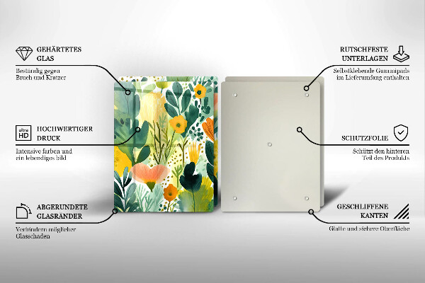 Üveg vágódeszka Festett virágok