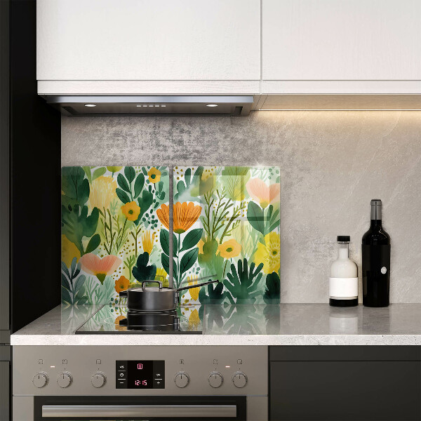 Üveg vágódeszka Festett virágok