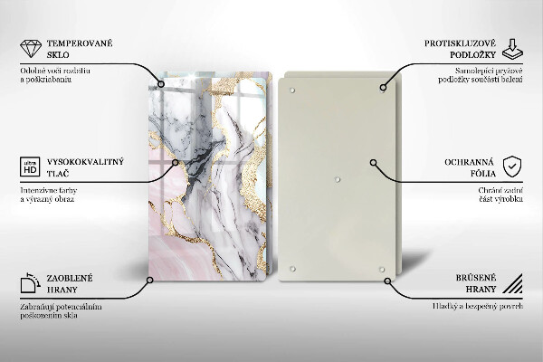 Üveg vágódeszka Pasztell márvány