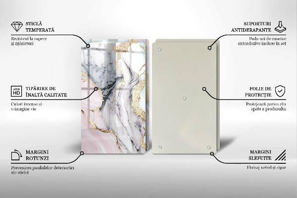 Üveg vágódeszka Pasztell márvány