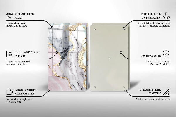 Üveg vágódeszka Pasztell márvány