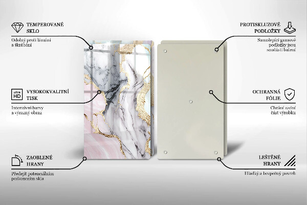 Üveg vágódeszka Pasztell márvány