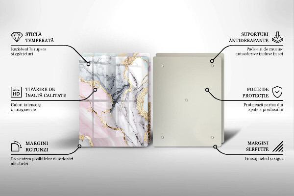 Üveg vágódeszka Pasztell márvány