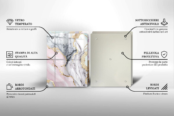 Üveg vágódeszka Pasztell márvány